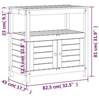 Oppottafel met schappen 82,5x45x81 cm ge&iuml;mpregneerd hout 10