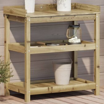 Oppottafel met schappen 82,5x45x86,5 cm ge&iuml;mpregneerd hout 1