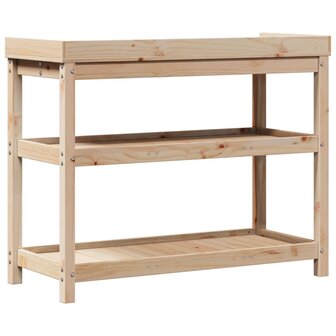 Oppottafel met schappen 108x45x86,5 cm massief grenenhout 7