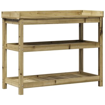 Oppottafel met schappen 108x45x86,5 cm ge&iuml;mpregneerd hout 2