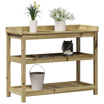 Oppottafel met schappen 108x45x86,5 cm ge&iuml;mpregneerd hout 4