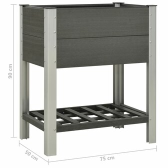 Plantenbak verhoogd met schap 75x50x90 cm HKC grijs 6