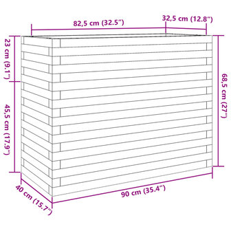 Plantenbak 90x40x68,5 cm massief grenenhout wit 10