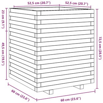 Plantenbak 60x60x72,5 cm massief grenenhout wit 10