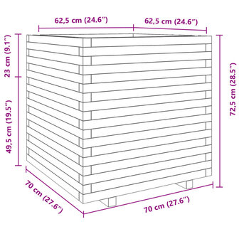 Plantenbak 70x70x72,5 cm massief grenenhout wit 10