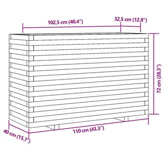 Plantenbak 110x40x72 cm massief grenenhout 10