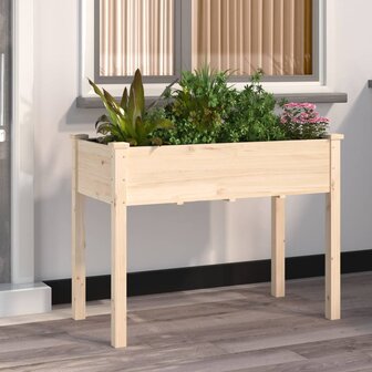 Plantenbak met voering 118x59x76 cm massief vurenhout 1