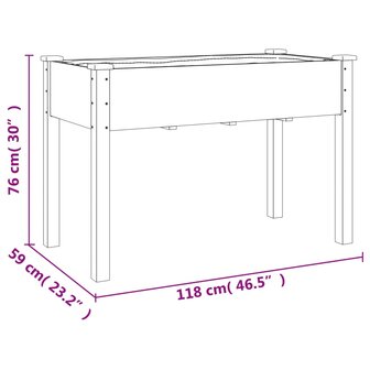 Plantenbak met voering 118x59x76 cm massief vurenhout 8