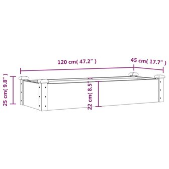 Plantenbak verhoogd met voering 120x45x25 cm vurenhout bruin 8