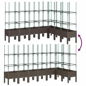 Plantenbak met latwerk 200x160x142,5 cm polypropeen bruin 6