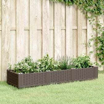 Plantenbak met pinnen 125x40x28,5 cm polypropeen bruin 1