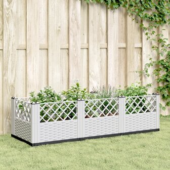 Plantenbak met pinnen 123,5x43,5x43,5 cm polypropeen wit 1