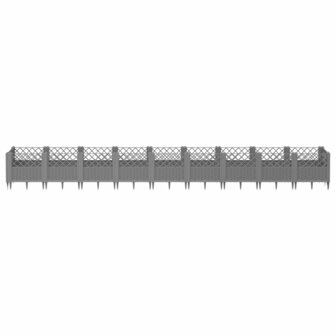 Plantenbak met pinnen 363,5x43,5x43,5 cm polypropeen lichtgrijs 3