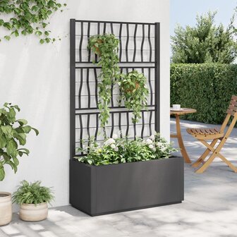 Plantenbak met latwerk 80x36x140 cm polypropeen donkergrijs 1