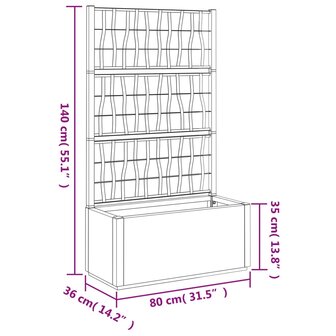 Plantenbak met latwerk 80x36x140 cm polypropeen donkergrijs 9