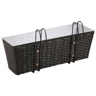 Balkonplantenbakken 2 st 50 cm rattan zwart 4