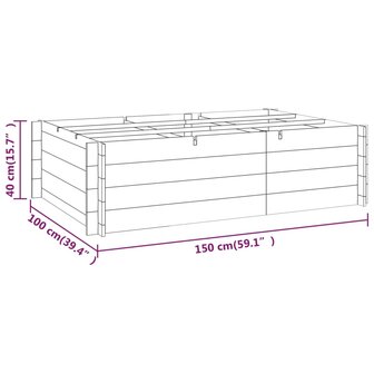 Plantenbak verhoogd 150x100x40 cm ge&iuml;mpregneerd hout 5