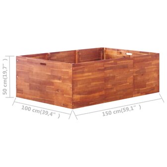 Plantenbak verhoogd 150x100x50 cm acaciahout 6