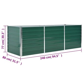 Plantenbak verhoogd 240x80x77 cm gegalvaniseerd staal groen 7