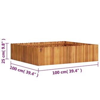 Plantenbak verhoogd 100x100x25 cm massief acaciahout 5