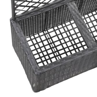 Latwerkplantenbak verhoogd met potten 58x30x107 cm rattan zwart 6