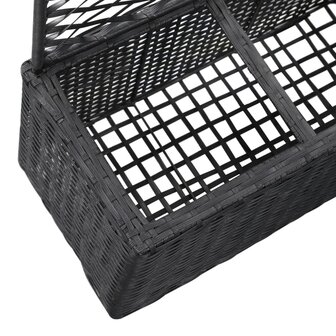 Latwerkplantenbak verhoogd met potten 83x30x130 cm rattan zwart 6