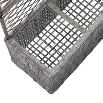 Latwerkplantenbak verhoogd met potten 83x30x130 cm rattan grijs 6