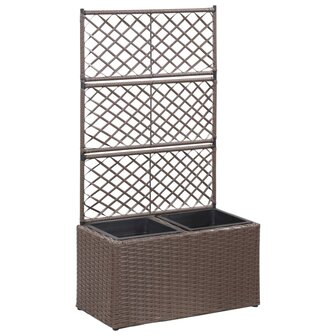 Latwerkplantenbak verhoogd met potten 58x30x107 cm rattan bruin 1