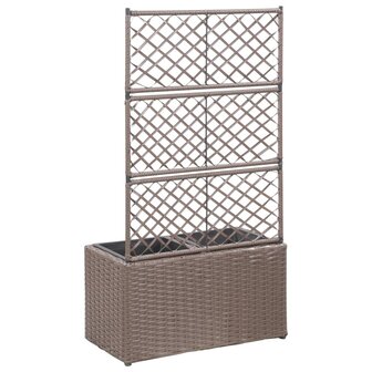 Latwerkplantenbak verhoogd met potten 58x30x107 cm rattan bruin 3