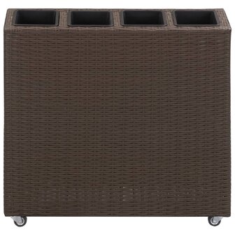 Plantenbak verhoogd met 4 potten 80x22x79 cm poly rattan bruin 2