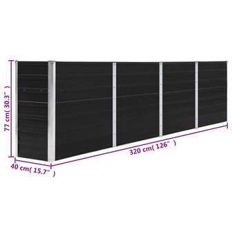 Plantenbak verhoogd 320x40x77 cm gegalvaniseerd staal antraciet 6