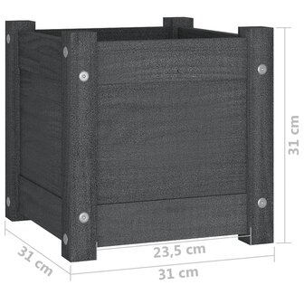 Plantenbak 31x31x31 cm massief grenenhout grijs 8