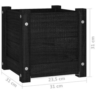 Plantenbak 31x31x31 cm massief grenenhout zwart 8