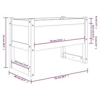 Plantenbak 78x40x52 cm massief grenenhout wit 7