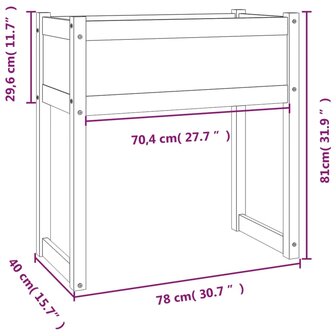 Plantenbak 78x40x81 cm massief grenenhout grijs 9