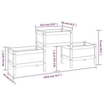 Plantenbak 178,5x44x75 cm massief grenenhout 8