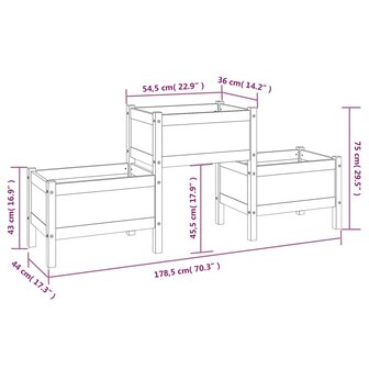 Plantenbak 178,5x44x75 cm massief grenenhout grijs 8