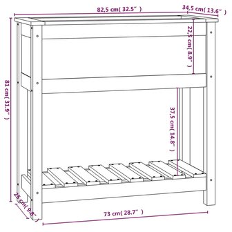 Plantenbak met schap 82,5x34,5x81 cm massief grenenhout 8