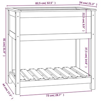 Plantenbak met schap 82,5x54x81 cm massief grenenhout 8