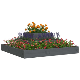 Plantenbak 80x80x27 cm massief grenenhout grijs 3