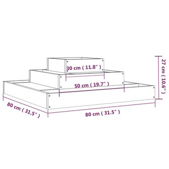 Plantenbak 80x80x27 cm massief grenenhout grijs 7