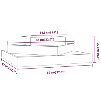 Plantenbak 83x83x27 cm massief grenenhout zwart 6