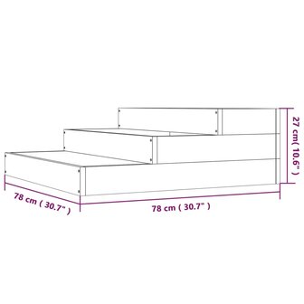 Plantenbak 78x78x27 cm massief grenenhout wit 7