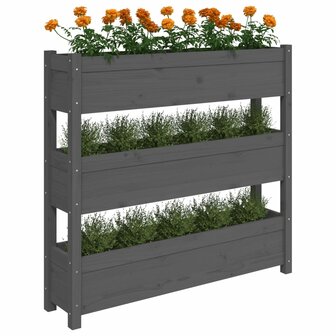 Plantenbak 112x25x104,5 cm massief grenenhout grijs 4