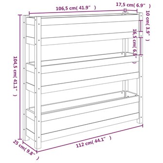 Plantenbak 112x25x104,5 cm massief grenenhout grijs 9