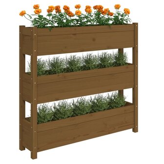 Plantenbak 112x25x104,5 cm massief grenenhout honingbruin 4