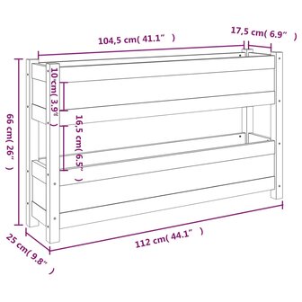 Plantenbak 112x25x66 cm massief grenenhout wit 9