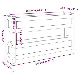 Plantenbak 112x25x66 cm massief grenenhout honingbruin 9