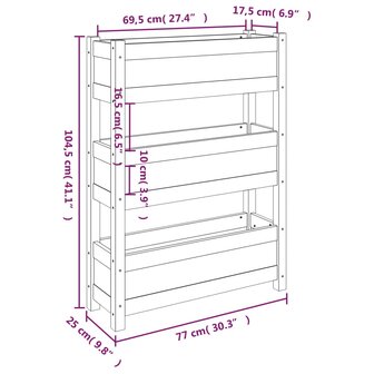 Plantenbak 77x25x104,5 cm massief grenenhout grijs 9