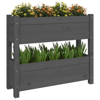 Plantenbak 77x25x66 cm massief grenenhout grijs 4